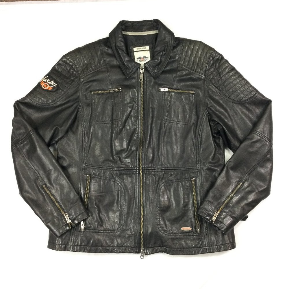 Harley Davidson Valley Motorcycle Jacket Black Leather Womens Size 1W 97166-13VW